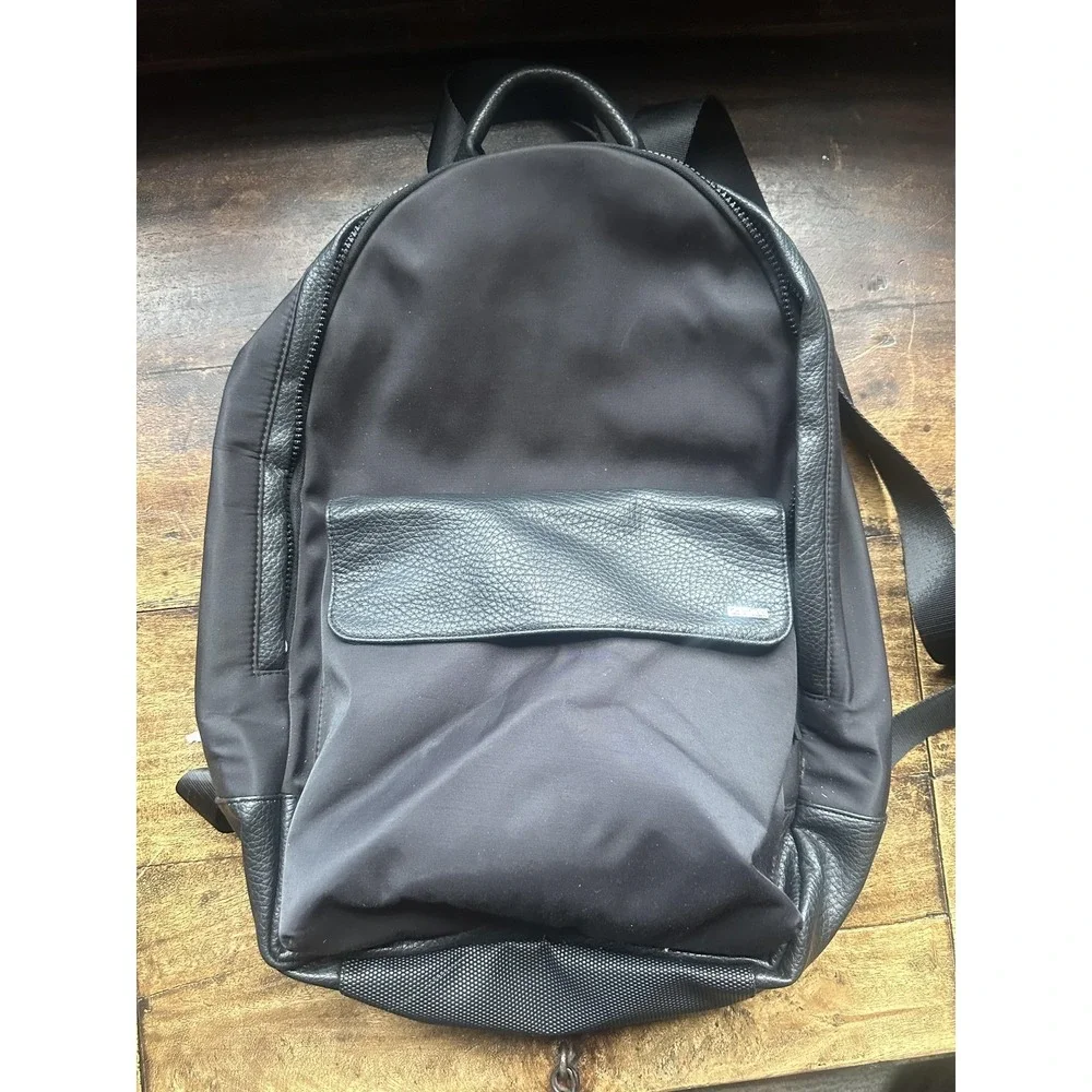 Calvin Klein Backpack Unisex Black Faux Leather Nylon Travel Laptop Bag